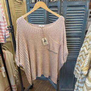 Easel Boxy Light Pink Knitted Sweater Top